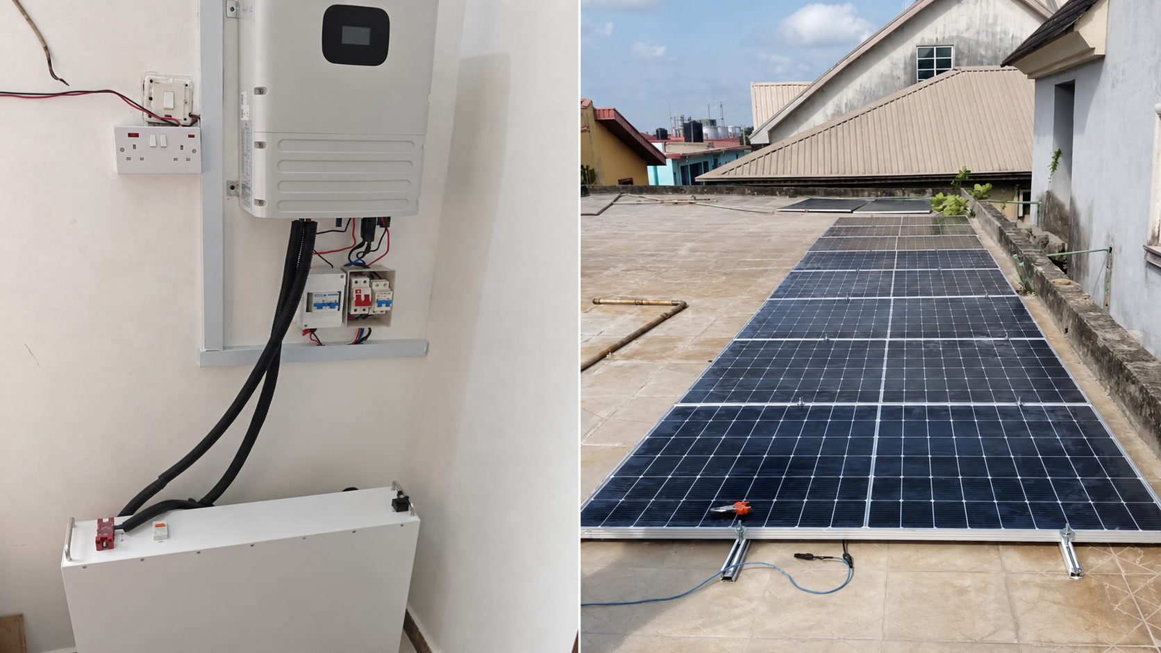 Solution solaire 6kW + 10kWh pour réseaux faibles en Afrique